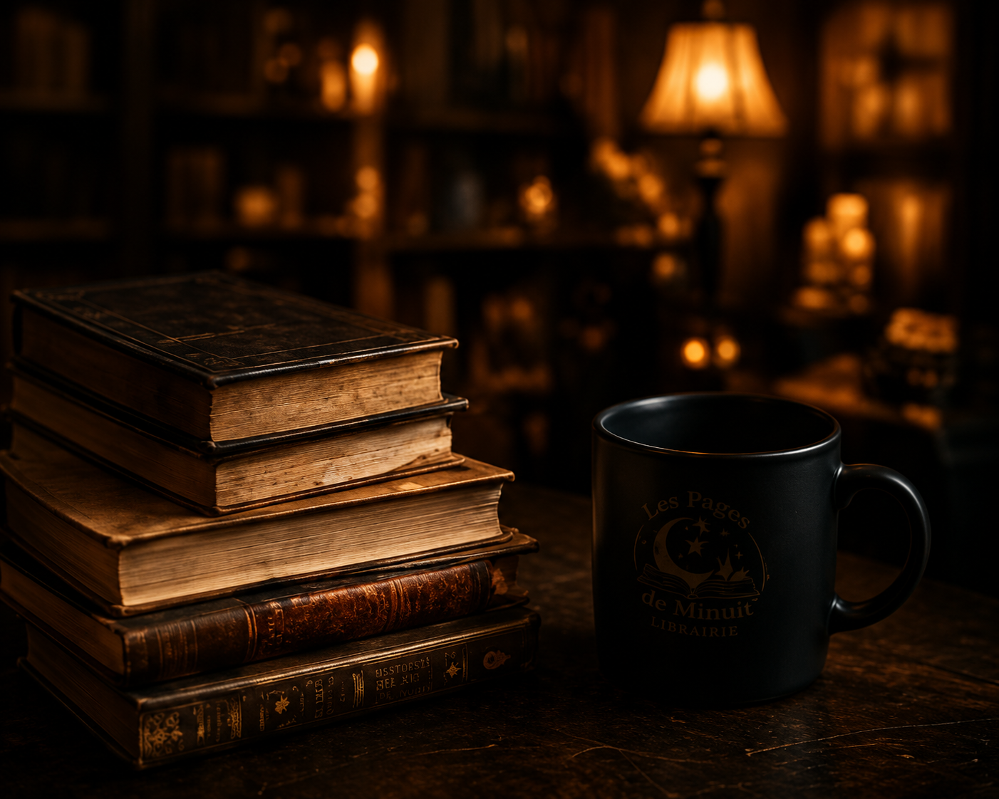 Pile de livres et tasse chaude